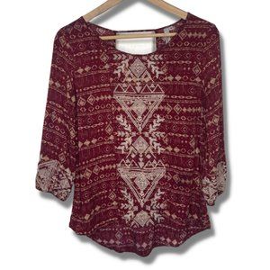Andree Embroidered BoHo Top Size M